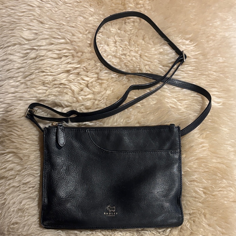 Radley London multi zip crossbody bag black leather